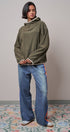 Color Block Fleece Mock Neck Pullover Sweatshirt in Olive - Women's Sweatshirts & Hoodies | Urban Daizy