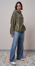 Color Block Fleece Mock Neck Pullover Sweatshirt in Olive - Women's Sweatshirts & Hoodies | Urban Daizy