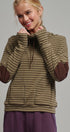 Striped Thermal Cowl Neck Pullover in Olive - Women's Sweatshirts & Hoodies | Urban Daizy
