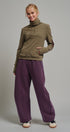 Striped Thermal Cowl Neck Pullover in Olive - Women's Sweatshirts & Hoodies | Urban Daizy