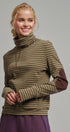 Striped Thermal Cowl Neck Pullover in Olive - Women's Sweatshirts & Hoodies | Urban Daizy