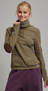 Striped Thermal Cowl Neck Pullover in Olive - Women's Sweatshirts & Hoodies | Urban Daizy