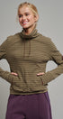 Striped Thermal Cowl Neck Pullover in Olive - Women's Sweatshirts & Hoodies | Urban Daizy