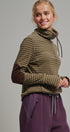 Striped Thermal Cowl Neck Pullover in Olive - Women's Sweatshirts & Hoodies | Urban Daizy
