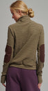 Striped Thermal Cowl Neck Pullover in Olive - Women's Sweatshirts & Hoodies | Urban Daizy