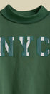 NYC Varsity Patch Mock Neck Sweatshirt in Green - Women's Shorts | Urban Daizy