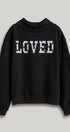 LOVED Varsity Patch Mock Neck Sweatshirt in Black - Women's Shorts | Urban Daizy