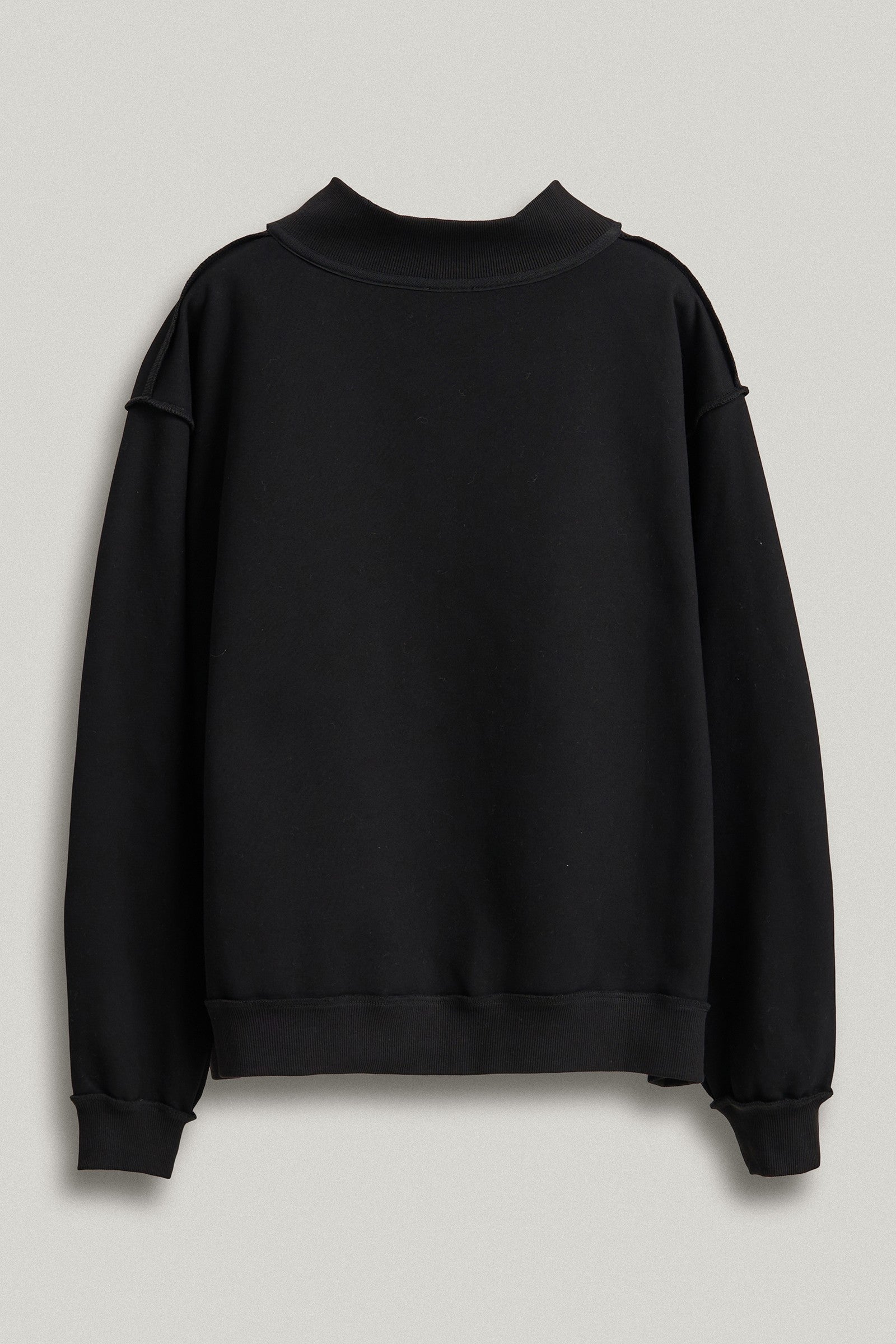 LOVED Varsity Patch Mock Neck Sweatshirt in Black - Women's Shorts | Urban Daizy