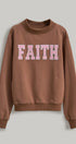 Faith Gingham Varsity Mock Neck Sweatshirt in Brown - Women's Shorts | Urban Daizy