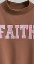Faith Gingham Varsity Mock Neck Sweatshirt in Brown - Women's Shorts | Urban Daizy