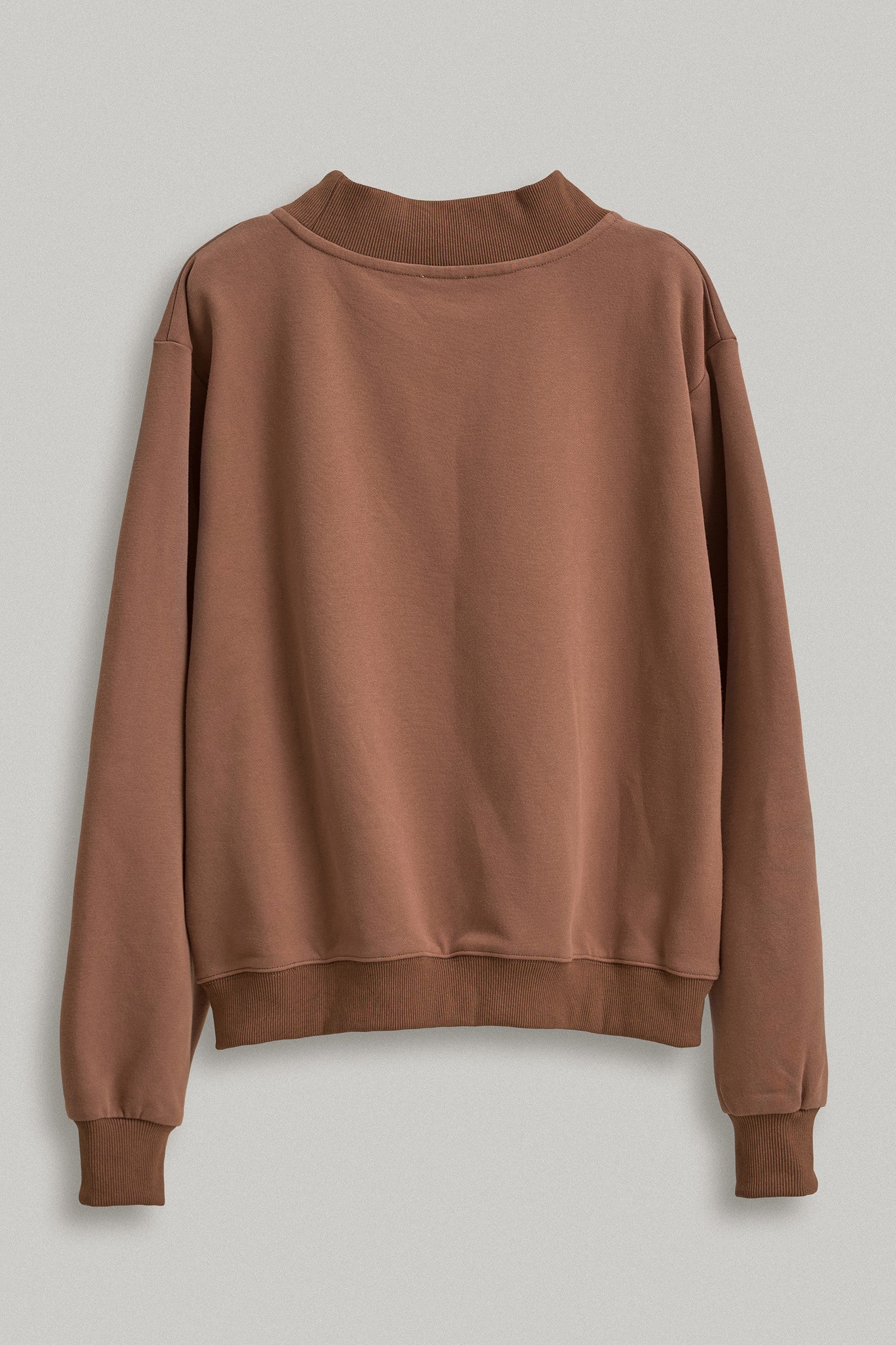 Faith Gingham Varsity Mock Neck Sweatshirt in Brown - Women's Shorts | Urban Daizy