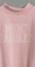 Mom's Favorite Varsity Mock Neck Sweatshirt in Pink - Women's Shorts | Urban Daizy