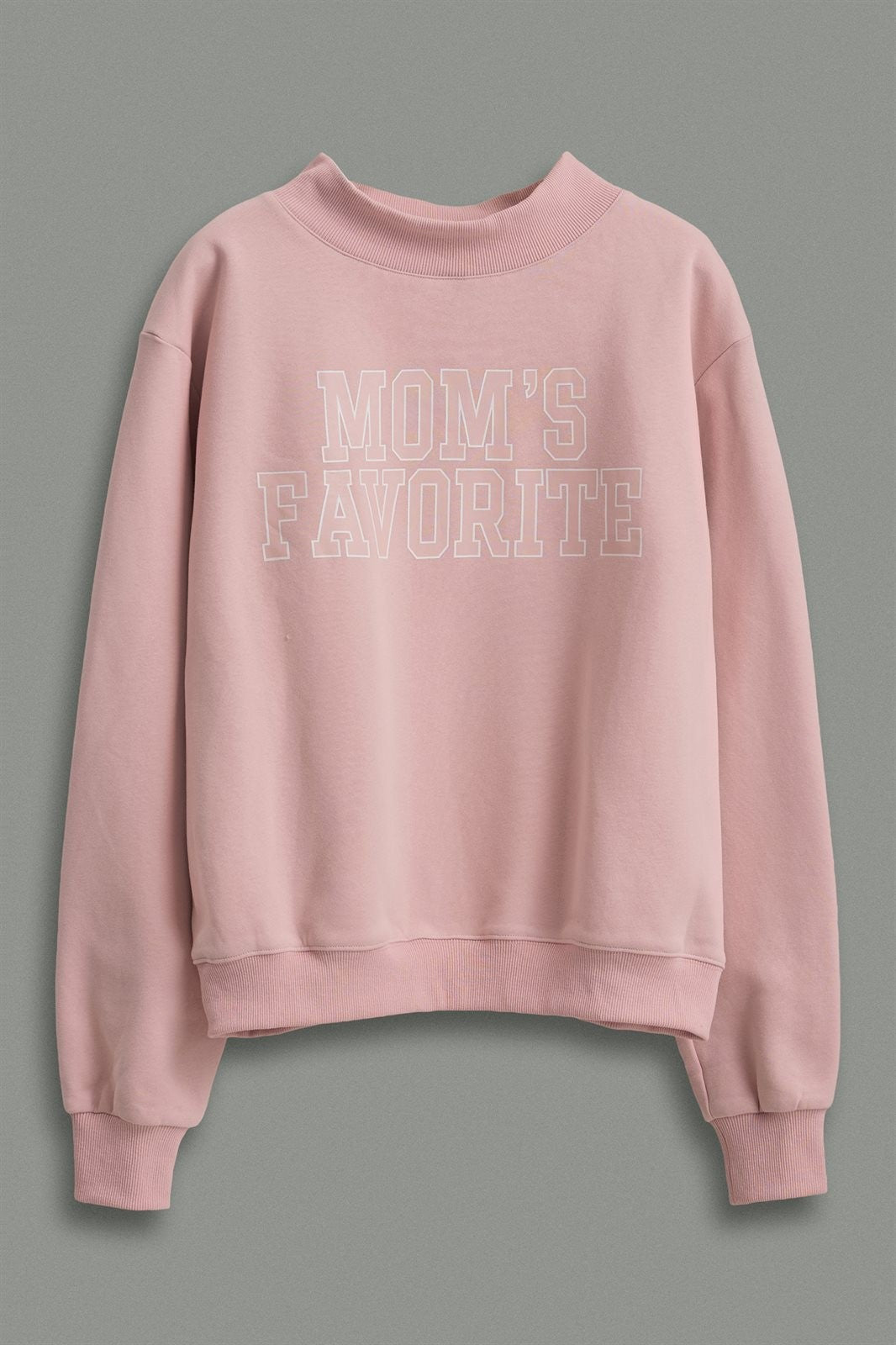 Mom's Favorite Varsity Mock Neck Sweatshirt in Pink - Women's Shorts | Urban Daizy