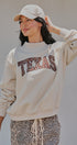 Texas Leopard Mock Neck Sweatshirt in Chalk - Women's Sweatshirts & Hoodies | Urban Daizy