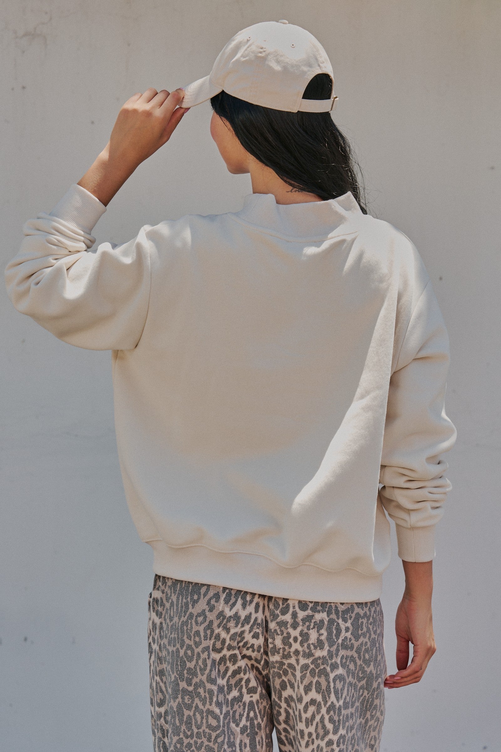 Texas Leopard Mock Neck Sweatshirt in Chalk - Women's Sweatshirts & Hoodies | Urban Daizy