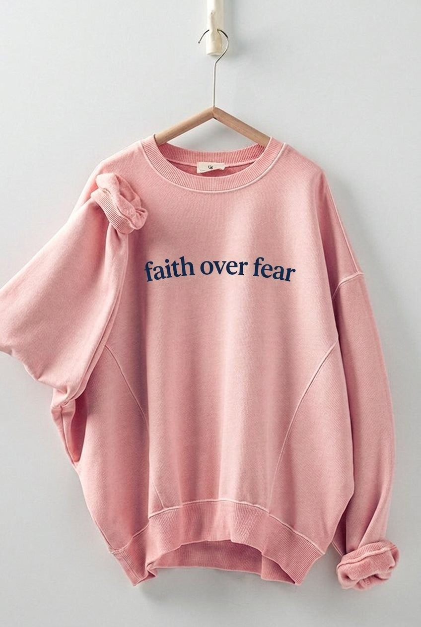 Oversized Affirmation Graphic Pigment Wash Crewneck in Pink Clay - Women's Sweatshirts & Hoodies | Urban Daizy
