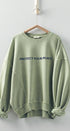 Oversized Affirmation Graphic Pigment Wash Crewneck in Sage Leaf - Women's Sweatshirts & Hoodies | Urban Daizy