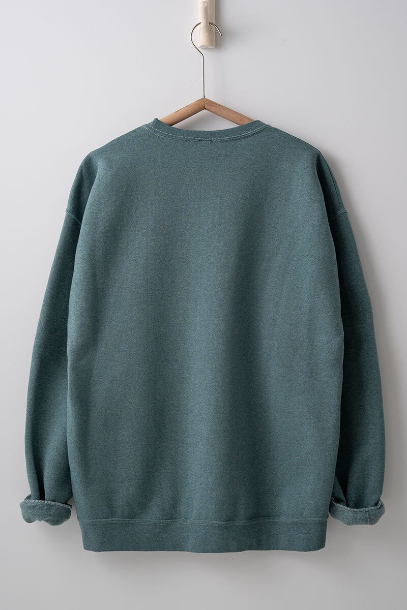 Merry Glitter Graphic Oversized Crewneck in Green - Women's Sweatshirts & Hoodies | Urban Daizy