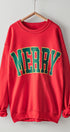 Merry Glitter Graphic Oversized Crewneck in Red - Women's Sweatshirts & Hoodies | Urban Daizy