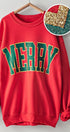 Merry Glitter Graphic Oversized Crewneck in Red - Women's Sweatshirts & Hoodies | Urban Daizy