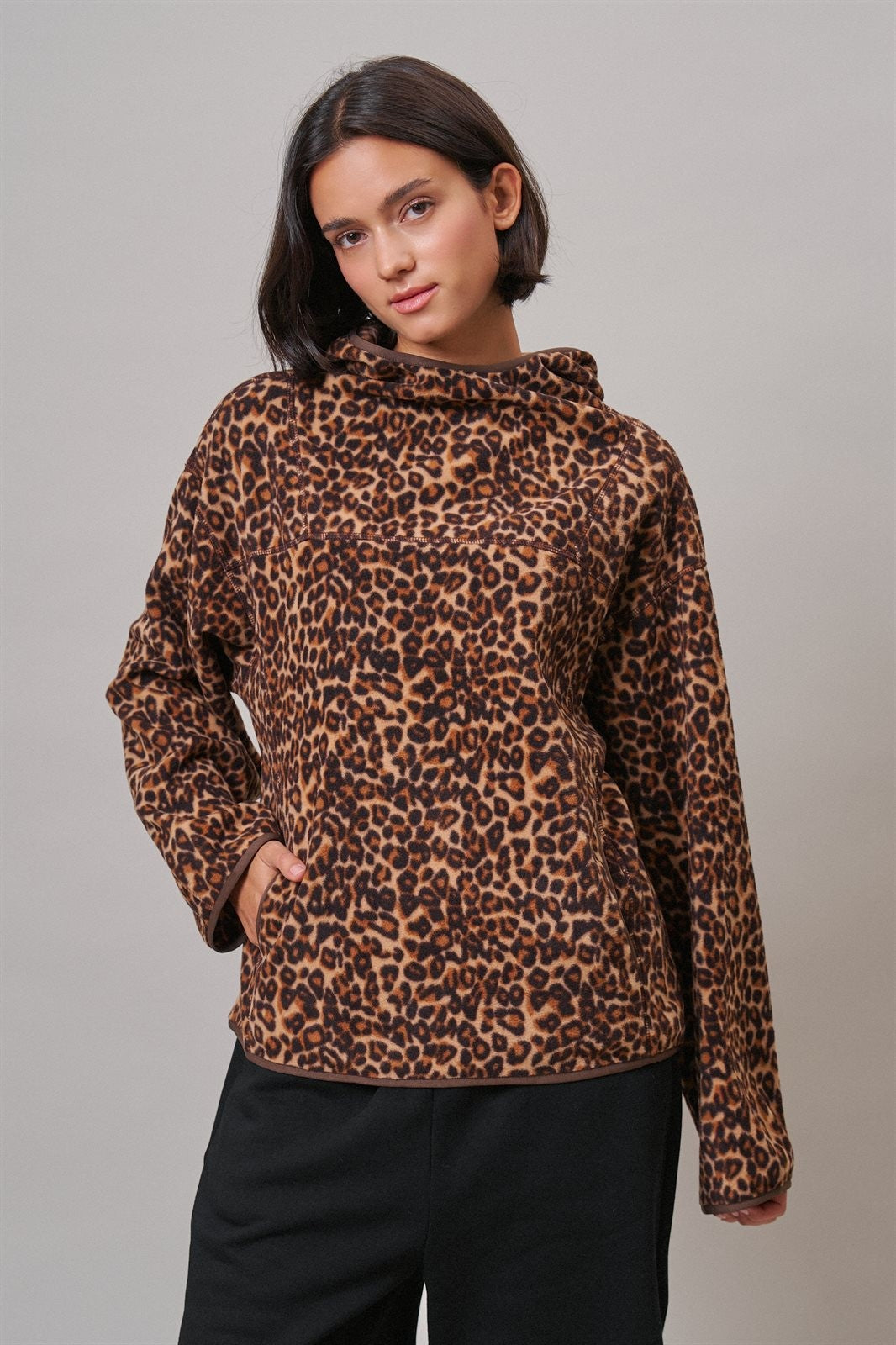 Wild Weekend Leopard Fleece Hoodie in Leopard - Women's Sweatshirts & Hoodies | Urban Daizy