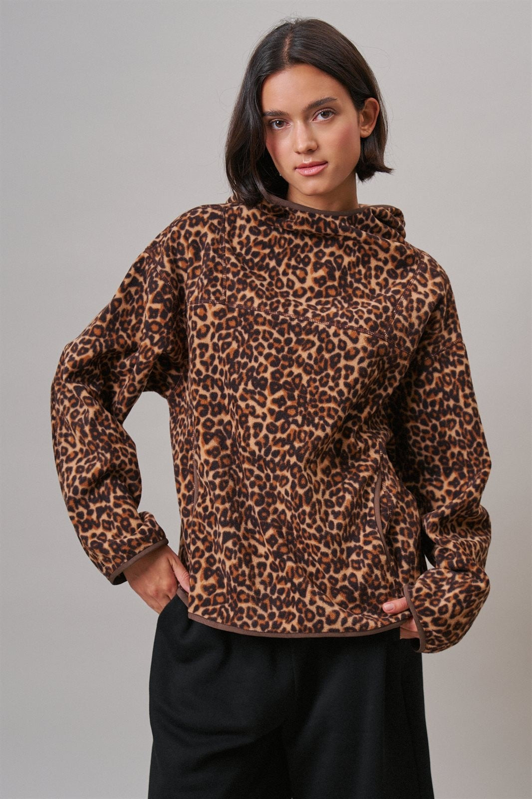 Wild Weekend Leopard Fleece Hoodie in Leopard - Women's Sweatshirts & Hoodies | Urban Daizy