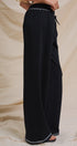 Cotton Wide-Leg Sweatpants with Contrast Stitching in Black - Women's Fashion | Urban Daizy
