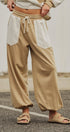 Color Block French Terry Drawstring Joggers in Ivory Taupe - Women's Fashion | Urban Daizy