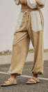 Color Block French Terry Drawstring Joggers in Ivory Taupe - Women's Fashion | Urban Daizy