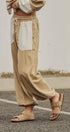 Color Block French Terry Drawstring Joggers in Ivory Taupe - Women's Fashion | Urban Daizy