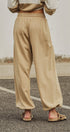 Color Block French Terry Drawstring Joggers in Ivory Taupe - Women's Fashion | Urban Daizy