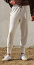Scuba Knit High Rise Tapered Joggers in White Melange - Women's Fashion | Urban Daizy