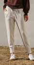 Scuba Knit High Rise Tapered Joggers in White Melange - Women's Fashion | Urban Daizy
