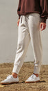 Scuba Knit High Rise Tapered Joggers in White Melange - Women's Fashion | Urban Daizy