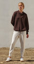 Scuba Knit High Rise Tapered Joggers in White Melange - Women's Fashion | Urban Daizy