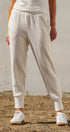 Scuba Knit High Rise Tapered Joggers in White Melange - Women's Fashion | Urban Daizy