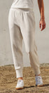Scuba Knit High Rise Tapered Joggers in White Melange - Women's Fashion | Urban Daizy