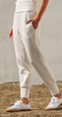 Scuba Knit High Rise Tapered Joggers in White Melange - Women's Fashion | Urban Daizy