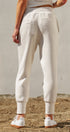 Scuba Knit High Rise Tapered Joggers in White Melange - Women's Fashion | Urban Daizy