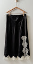 Black Satin Midi Skirt with Lace Trim Cutout in Black - Women's Midi Skirts | Urban Daizy