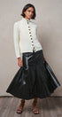 Faux Leather Paneled Flare Midi Skirt in Black - Women's Midi Skirts | Urban Daizy