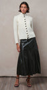 Faux Leather Paneled Flare Midi Skirt in Black - Women's Midi Skirts | Urban Daizy