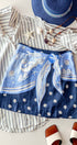 Ocean Print Wrap Skirt With Tie Waist in Navy - Women's Skirts | Urban Daizy