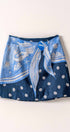 Ocean Print Wrap Skirt With Tie Waist in Navy - Women's Skirts | Urban Daizy
