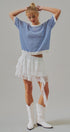 Tiered Lace Ruffle Mini Skirt with Cascading Sash in White - Women's Skirts | Urban Daizy
