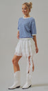 Tiered Lace Ruffle Mini Skirt with Cascading Sash in White - Women's Skirts | Urban Daizy