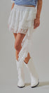 Tiered Lace Ruffle Mini Skirt with Cascading Sash in White - Women's Skirts | Urban Daizy