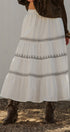 Embroidered Tiered Cotton Maxi Skirt in Ivory - Women's Skirts | Urban Daizy