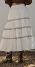 Embroidered Tiered Cotton Maxi Skirt in Ivory - Women's Skirts | Urban Daizy