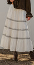 Embroidered Tiered Cotton Maxi Skirt in Ivory - Women's Skirts | Urban Daizy